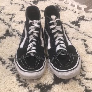 Black and white Vans high tops Size 5.5 boys